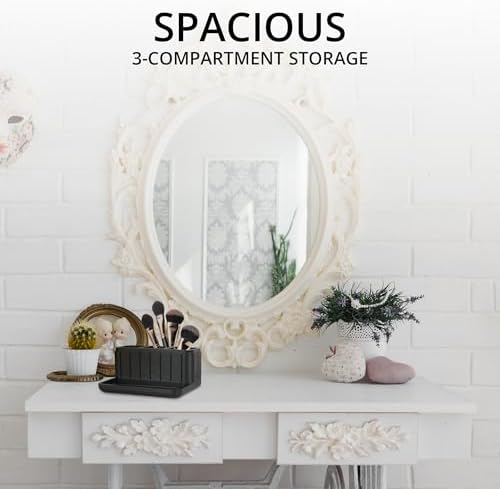 Luxurious bathroom vanity organizer with 3 compartments for makeup and skincare