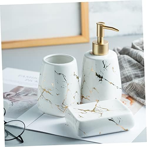 LIFKOME 3-Piece Marble Bathroom Organizer for Soap Toothbrush