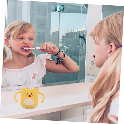 Ergonomic Toothbrush Cup Spill-Proof Design Cartoon Characters