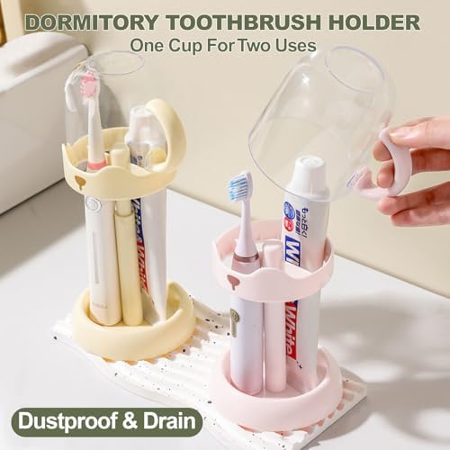 Adjustable Toothbrush Cup Holder for Bathroom Pink