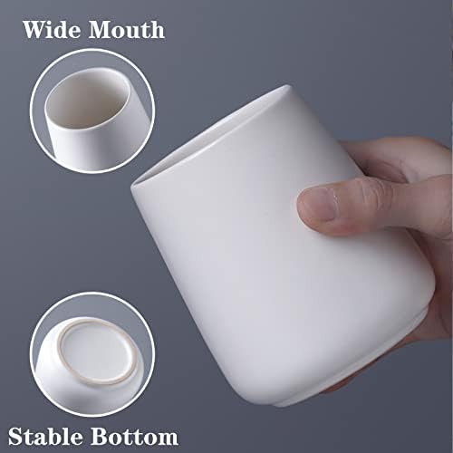 Elegant White Ceramic Toothbrush Holder Set for Bathroom Bedroom
