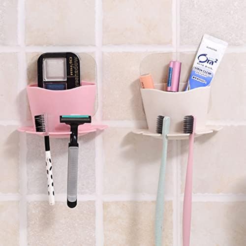 Bathroom Toothbrush Holder with Suction Cup and Storage Cup