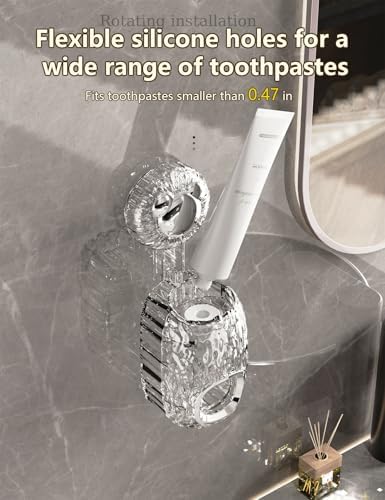 R Conlifeus Wall-Mounted Automatic Toothpaste Squeezer Dispenser 2-Piece Transparent Translucent Gray