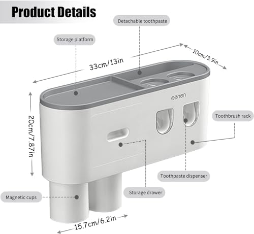 MDAKEGO Wall-Mounted Toothbrush Holder Toothpaste Squeezer Kit