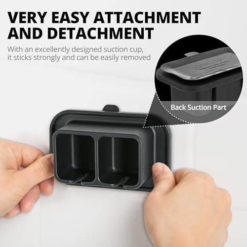 ONUCP Silicone Suction Toothbrush Holder 2-Slot Wall Mounted Bathroom Organizer