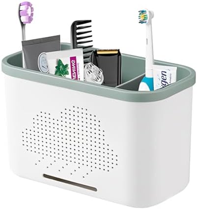 3 Slots Toothbrush Holder with Drainage and Storage