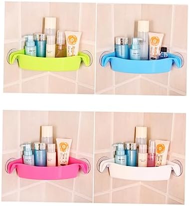 BRIGHTFUFU Shower Storage Rack Suction Cup Triangle Design No Drilling Green