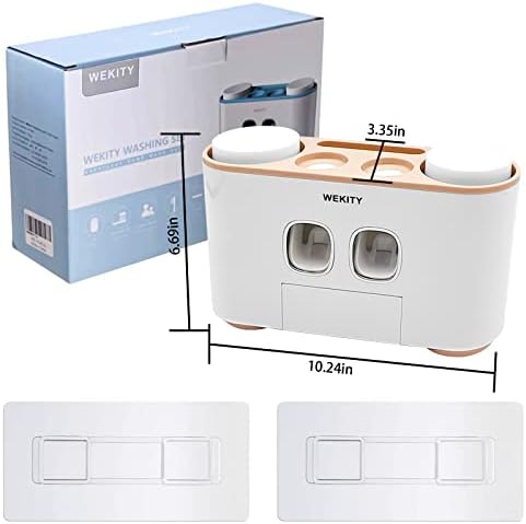 Wekity Multi-Functional Toothbrush Holder with 5 Slots and 4 Cups