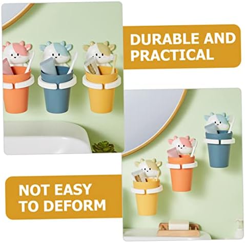 Cartoon Cow Toothbrush Cup Holder with PP Material for Easy Gargling