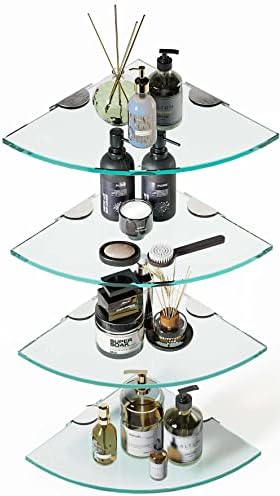 Elegant Bathroom Corner Glass Shelf Set Space-Saving Durable