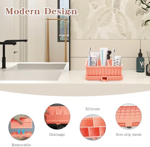 Double Drain Toothbrush Holder with Detachable Bottom by Ayehe