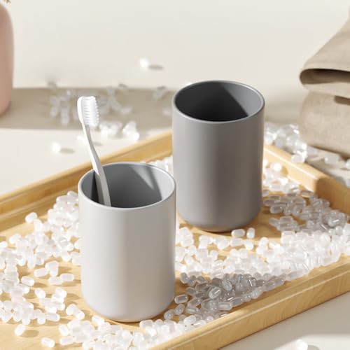 Bathroom Plastic Toothbrush Cup Holder 11 OZ Unbreakable and Sturdy