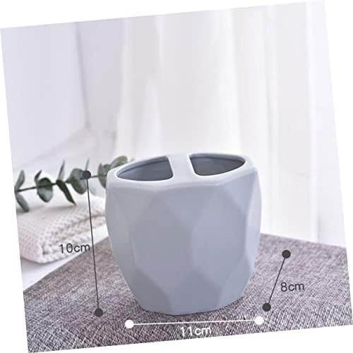 UNO-NATURAL Ceramic Toothbrush Holder with Artistic Design for Bathroom Organization Blue