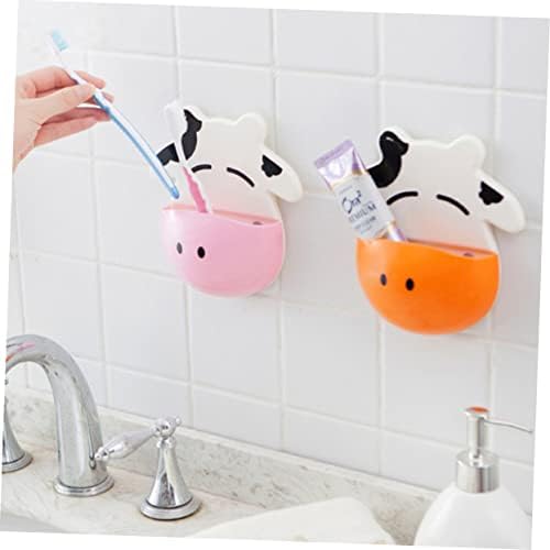 3-Piece Cartoon Cow Suction Cup Toothbrush Holder