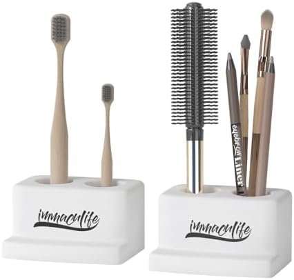 Elegant Ceramic Bathroom Organizer Set for Manual Toothbrushes razors