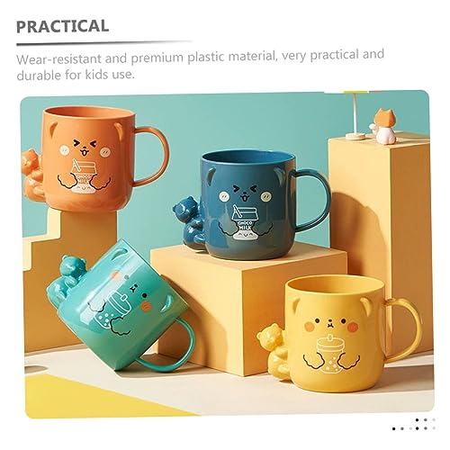 Homoyoyo 2Pcs Cartoon Plastic Mouthwash Cup for Bear Shaped Toothbrush Dispenser