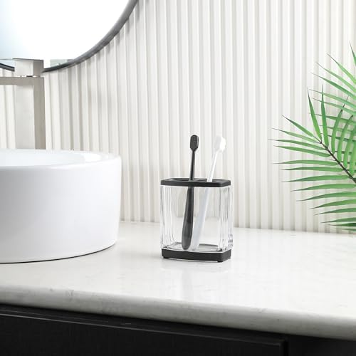 H Halston Heavy Weight Glass Toothbrush Holder Perfect for Hygiene Storage