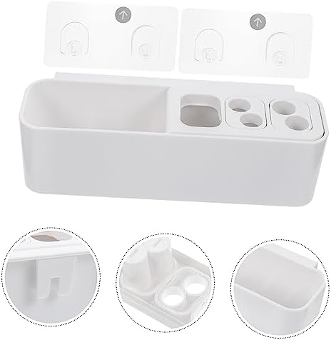 Holidoyo Toothbrush Holder Wall Mount Organizer No Drilling Strong Adhesive