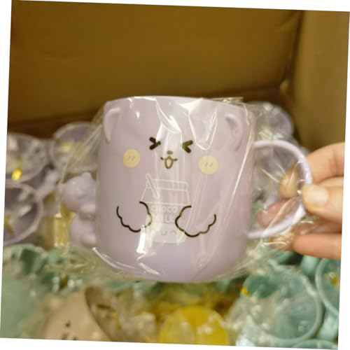 Homoyoyo 2Pcs Cartoon Plastic Mouthwash Cup for Bear Shaped Toothbrush Dispenser