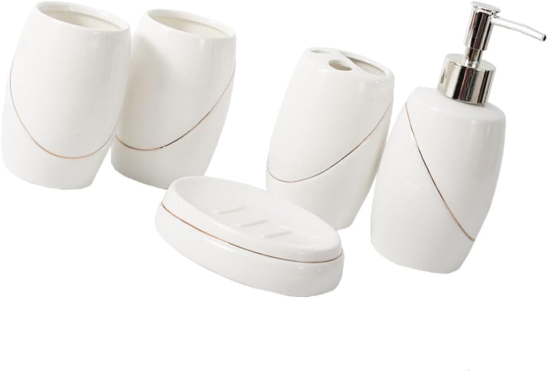 Zerodeko 5pcs Ceramic Toothbrush Holder Set for Bathroom