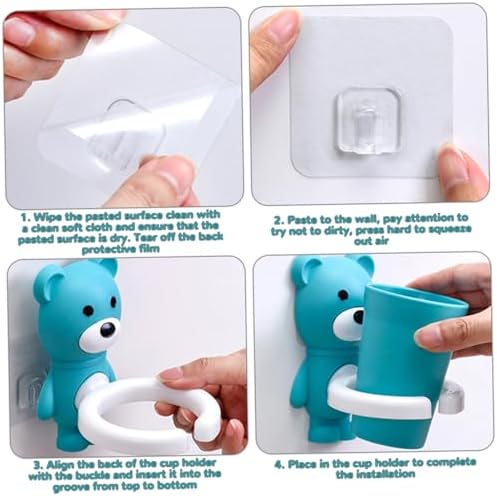 Cute Bear Toothbrush Holder with Cup for Kids