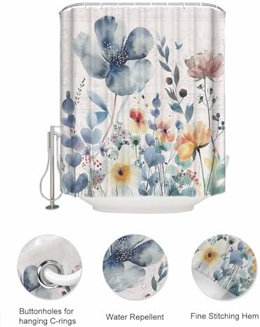 10-Pocket Hanging Shower Organizer with Watercolor Design
