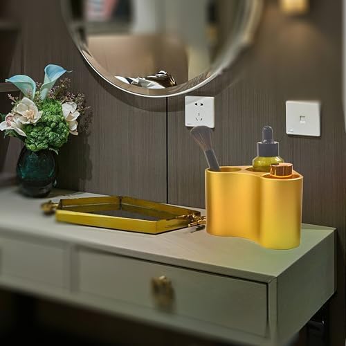 Gold Tone Metal Bathroom Toothbrush Organizer