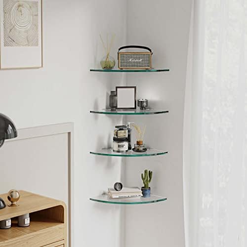 Elegant Bathroom Corner Glass Shelf Set Space-Saving Durable
