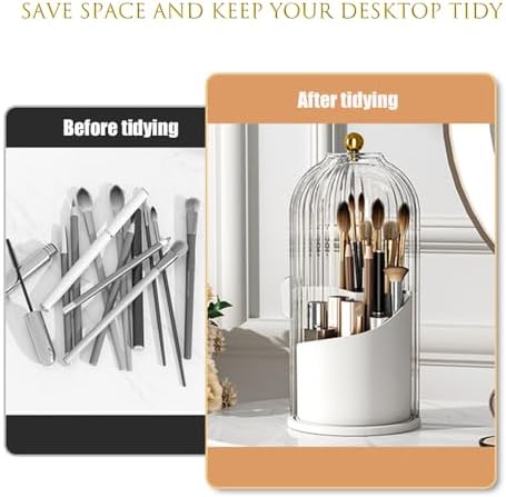 Makeup Brush Holder Organizer with Lid and Toothbrush Holders Green