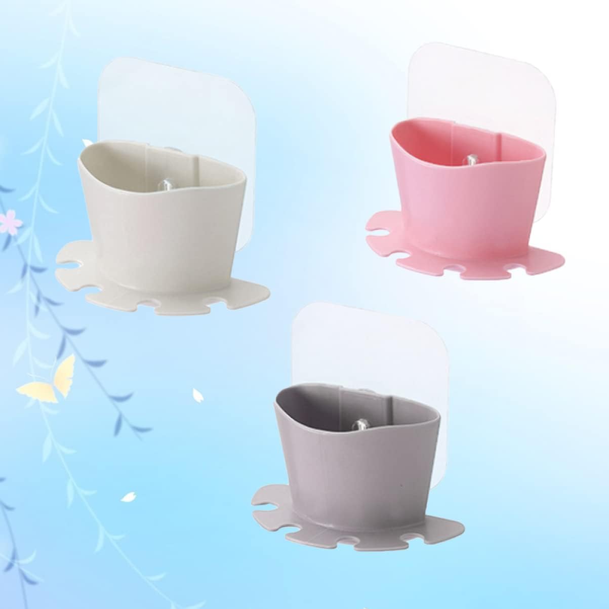 Bathroom Toothbrush Holder with Suction Cup and Storage Cup