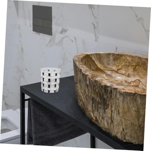 Zerodeko Stylish Glass Toothbrush Cup - Black White Checkerboard Pattern