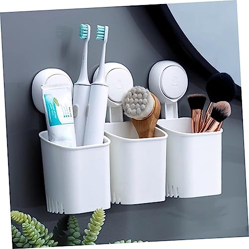 Wall Mounted Toothbrush Holder with Suction Cup and Drainage