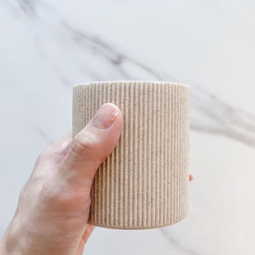 Elegant Sand Beige Toothbrush Holder Boho Farmhouse Style for Bathroom Countertops