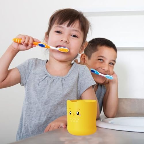 KSIEE Kids Toothbrush Cup with Cartoon Characters and Fun Design