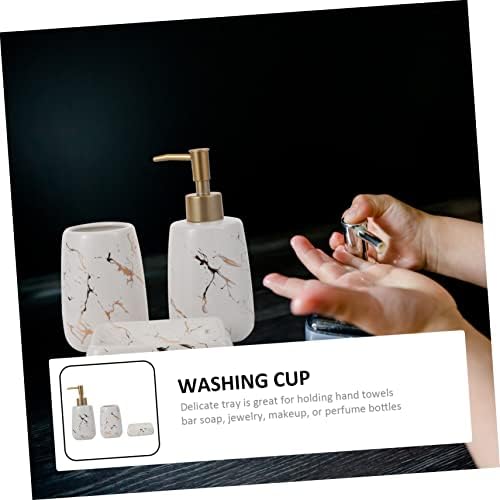 LIFKOME 3-Piece Marble Bathroom Organizer for Soap Toothbrush