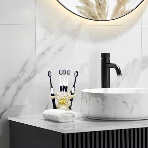 5-inch Gold Octopus Toothbrush Holder - Suction-Cup Bathroom Organizer