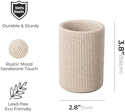 Elegant Sand Beige Toothbrush Holder Boho Farmhouse Style for Bathroom Countertops