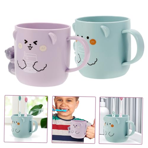 MAGICLULU Simple Mouthwash Cups for Kids 2 Pcs 3D Bear Design