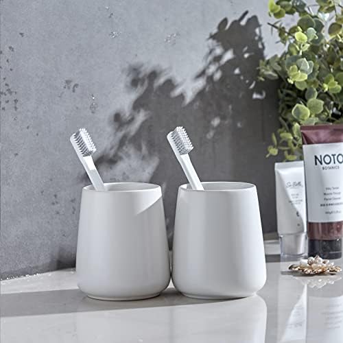 Elegant White Ceramic Toothbrush Holder Set for Bathroom Bedroom