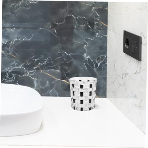 Zerodeko Stylish Glass Toothbrush Cup - Black White Checkerboard Pattern