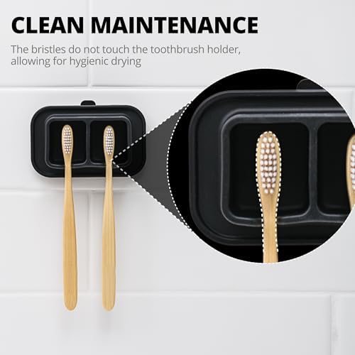 ONUCP Silicone Suction Toothbrush Holder 2-Slot Wall Mounted Bathroom Organizer