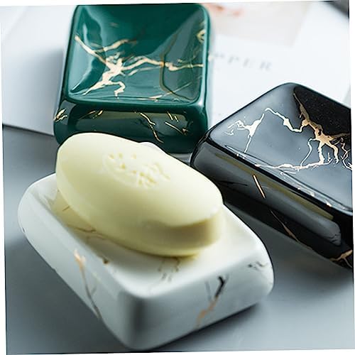GLEAVI 3Pcs Marble Bathroom Toothbrush Holder Soap Dish Lotion Bottle Set