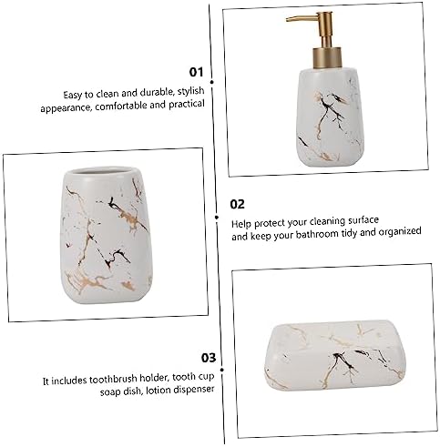 LIFKOME 3-Piece Marble Bathroom Organizer for Soap Toothbrush
