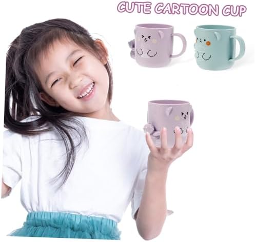 LigigWash 2PCS Cartoon Plastic Toothbrush Cups for Toddlers