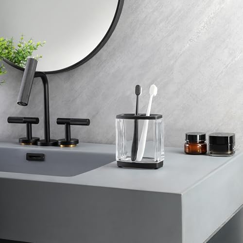 H Halston Heavy Weight Glass Toothbrush Holder Perfect for Hygiene Storage