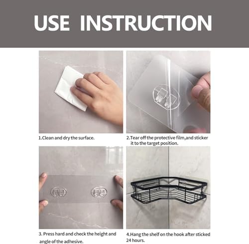 2 Pack Transparent Shower Caddy Adhesive Stickers No Drilling
