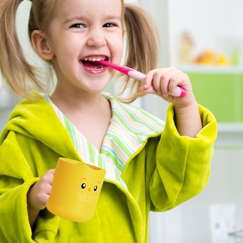KSIEE Kids Toothbrush Cup with Cartoon Characters and Fun Design