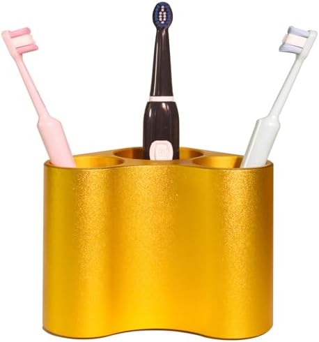 Gold Tone Metal Bathroom Toothbrush Organizer