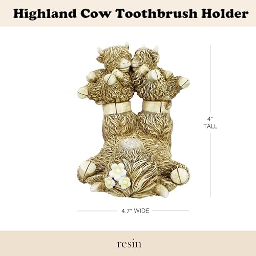 5-Inch Resin Toothbrush Holder with Antique Carved Design