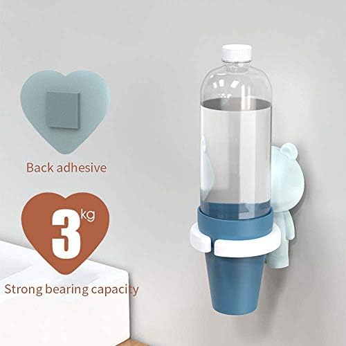 Traceless Suction Wall-Mounted Kids Toothbrush Holder Blue Rabbit Cartoon Brushing Cup